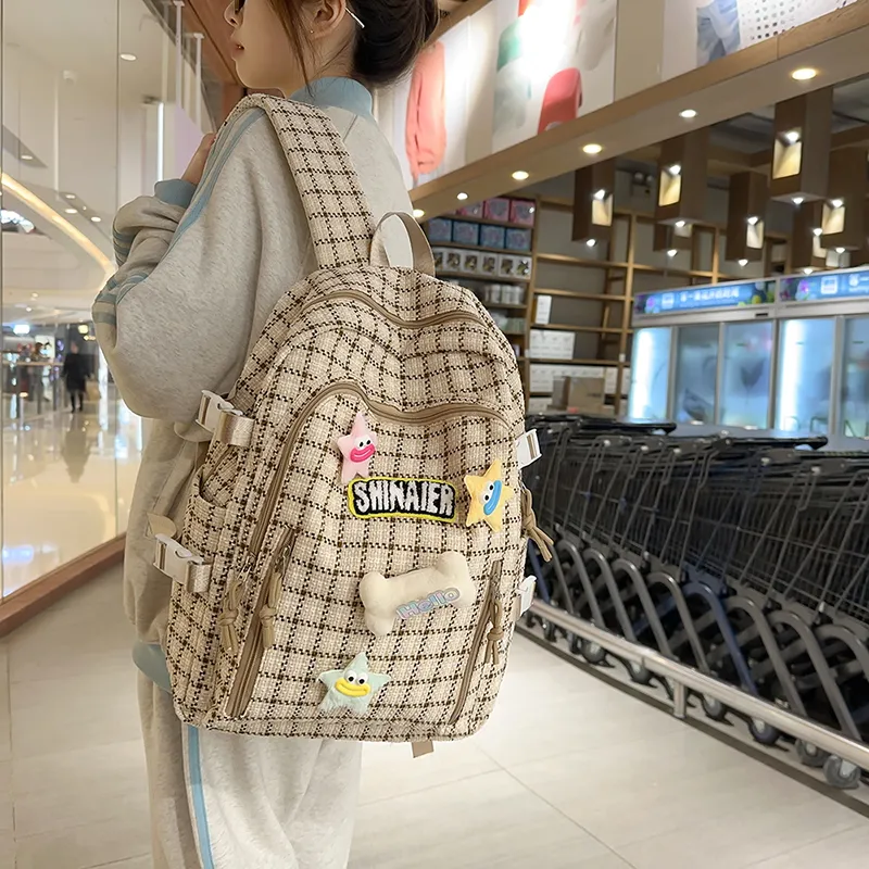 Yalu Nylon Backpack Women's Yellow/Coffee/Pink/Turquoise/Sprout Green-12
