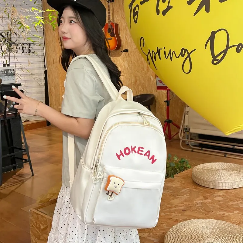 Yalu Nylon Backpack Unisex White/Black/Pink/Yellow-15
