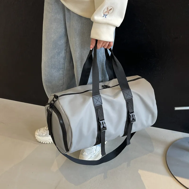 Yalu Nylon Travel Bag Unisex Black/white/dark Gray/light Gray-19