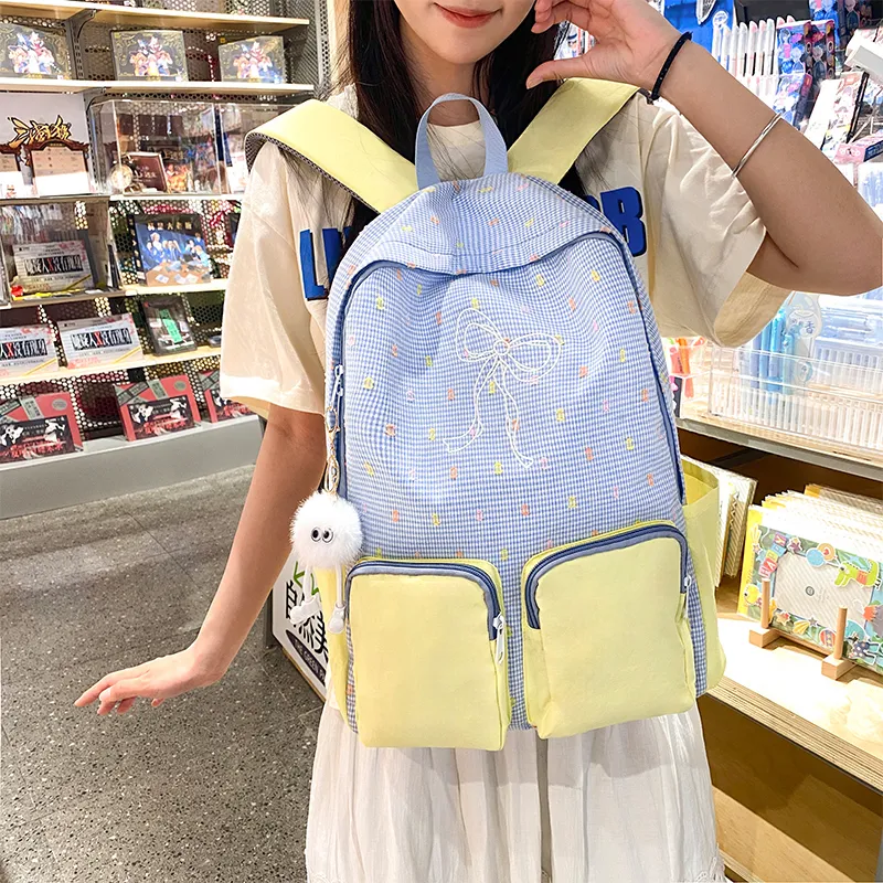 Yalu Nylon Backpack Unisex Yellow/Blue-8