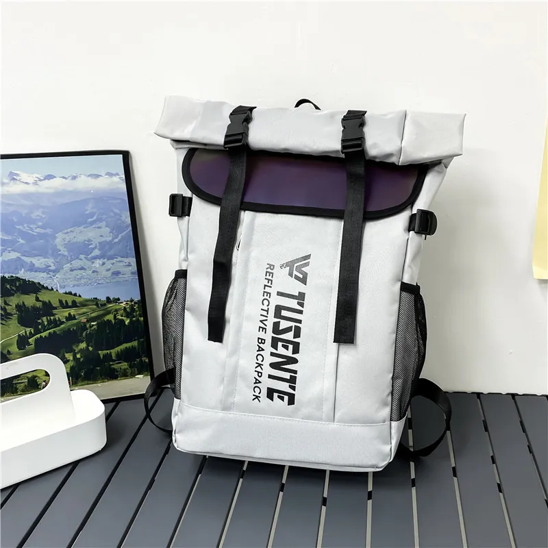Yalu Nylon Backpack Unisex Black/Red/Dark Gray/Light Gray-18