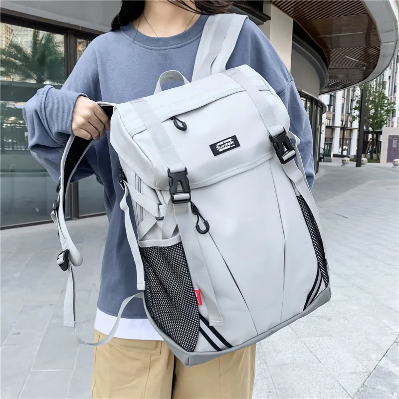 Yalu Nylon Backpack Laptop Bag Unisex Black/Gray-10