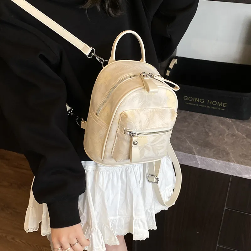 Yalu PU Backpack Women's Ecru/Pink-11