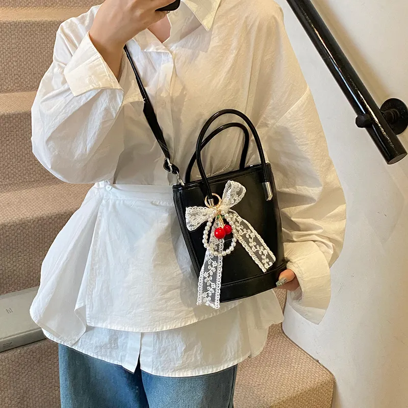 Yalu PU Bucket Bag, One Shoulder Handbag Unisex White/Black/Khaki/Green/Pink/Yellow-13