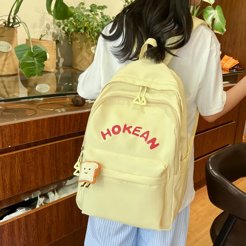 Yalu Nylon Backpack Unisex White/Black/Pink/Yellow-8