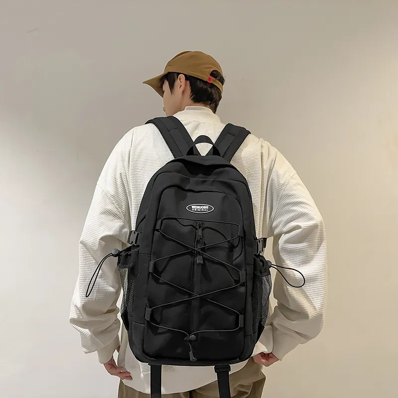 Yalu Nylon Backpack Unisex Black/White/Red/Blue-2