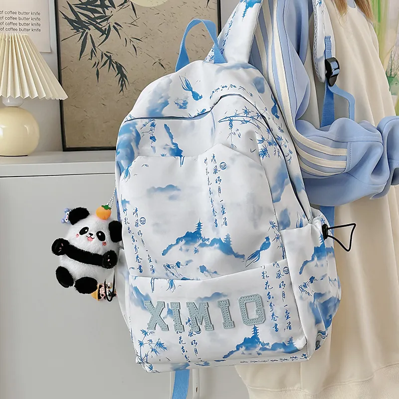 Yalu Nylon Backpack Unisex Black/Green/Blue/Pink-9