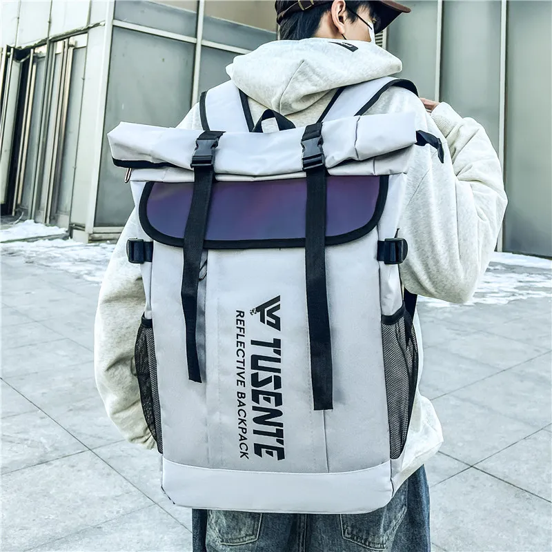 Yalu Nylon Backpack Unisex Black/Red/Dark Gray/Light Gray-13