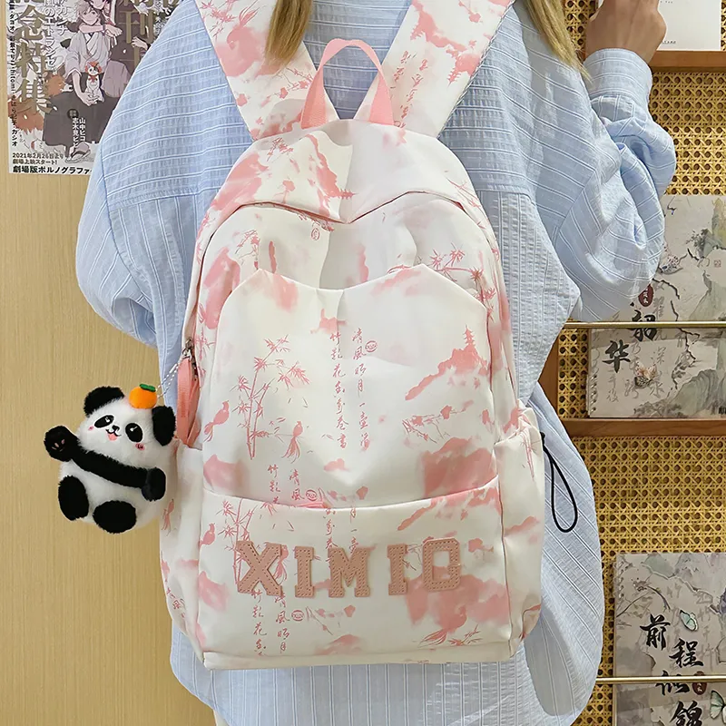 Yalu Nylon Backpack Unisex Black/Green/Blue/Pink-3