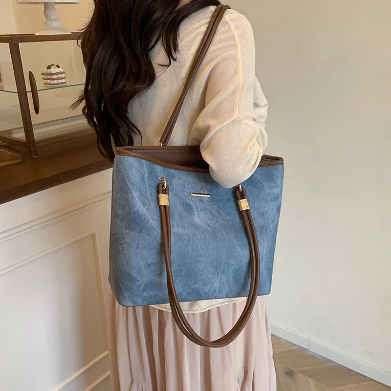 Yalu PU Shoulder Bag Regular Women's Dark Tea/Ecru/Blue/Pink-11