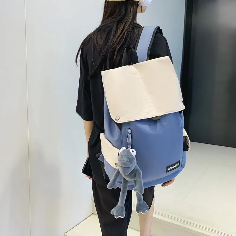 Yalu Nylon Backpack Unisex Black/White/Black & White/Blue & White-1