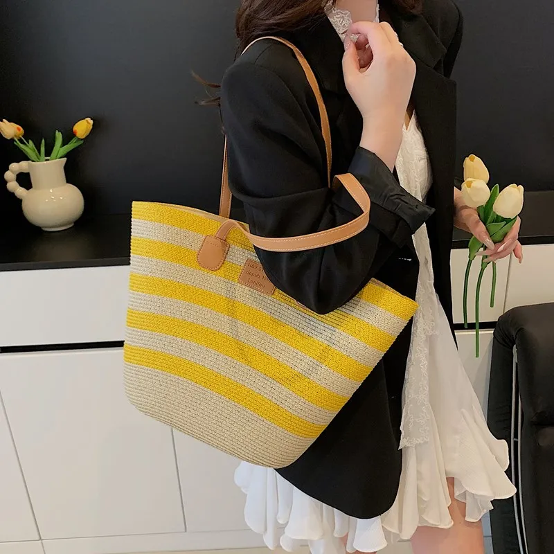 Yalu Straw Woven Shoulder Bag Women's Multicolor-2