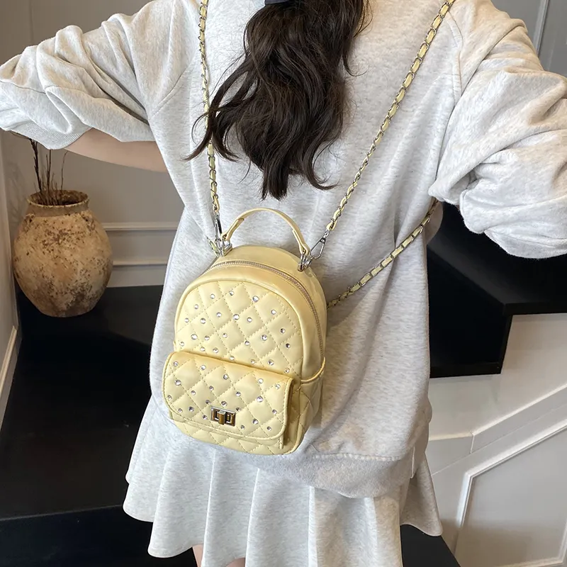 Yalu PU Backpack Women's White/Black/Yellow/Pink-16