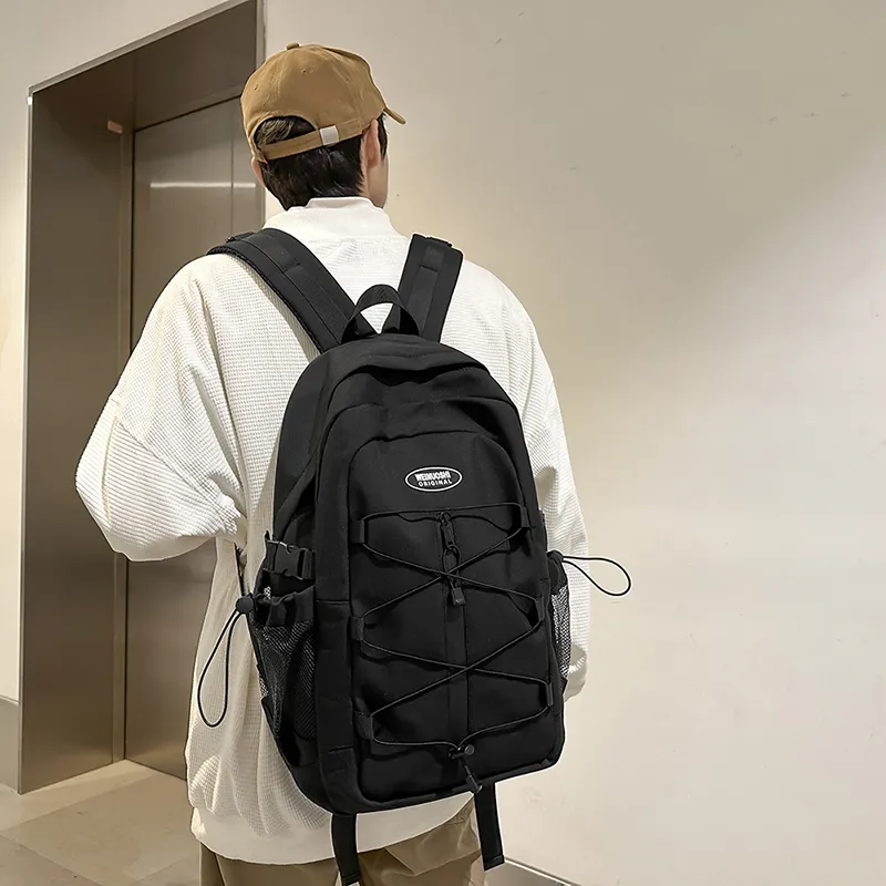 Yalu Nylon Backpack Unisex Black/White/Red/Blue-4