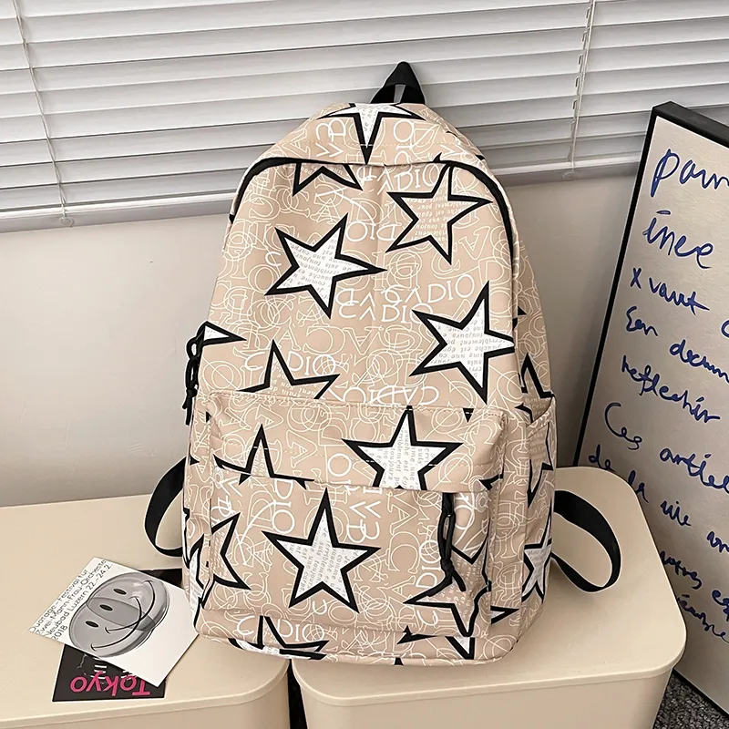Yalu Nylon Backpack Unisex Black Gray/Black Yellow/Black Blue/Black Green/White/Khaki-28