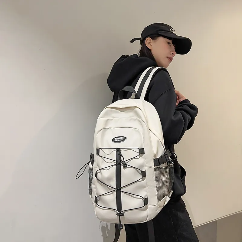 Yalu Nylon Backpack Unisex Black/White/Red/Blue-7