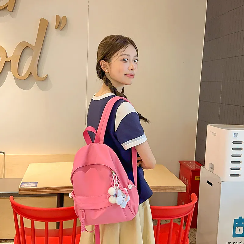Yalu Nylon Backpack Unisex Black/Ecru/Green/Blue/Pink/Gray/Purple-5