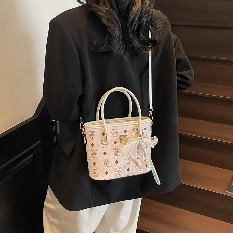 Yalu PU Shoulder Bag Regular Women's Ivory/Black-3
