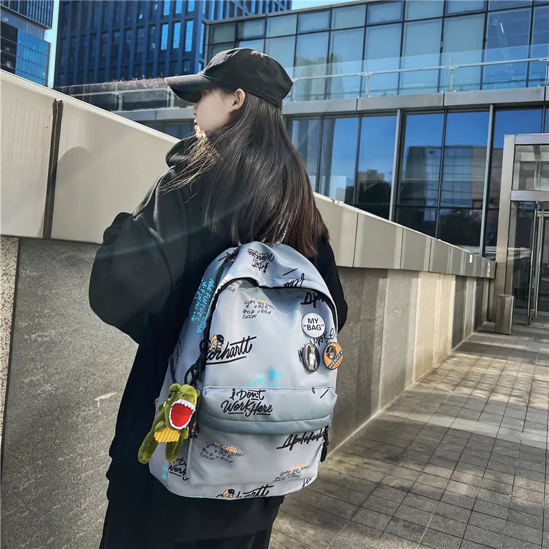 Yalu Nylon Backpack Unisex White/Gray/Khaki/Blue-8