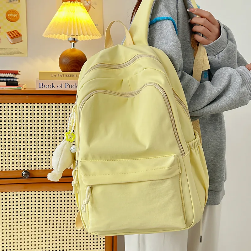 Yalu Nylon Backpack Unisex Black/White/Yellow/Green/Light Blue-9