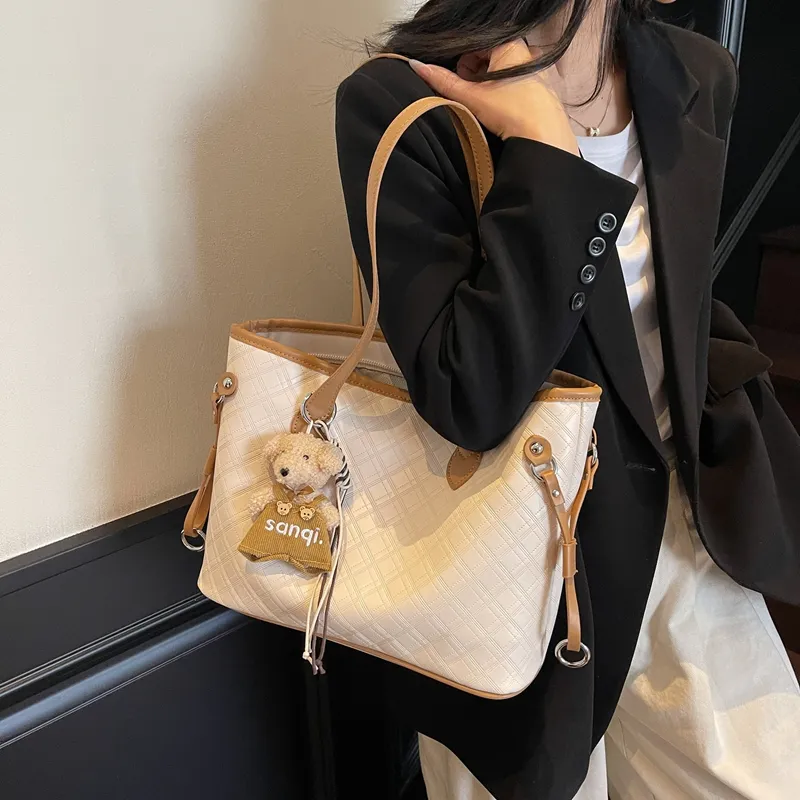 Yalu PU Tote Bag, Shoulder Bag Women's Pink & Black & Khaki & White & Pink-18