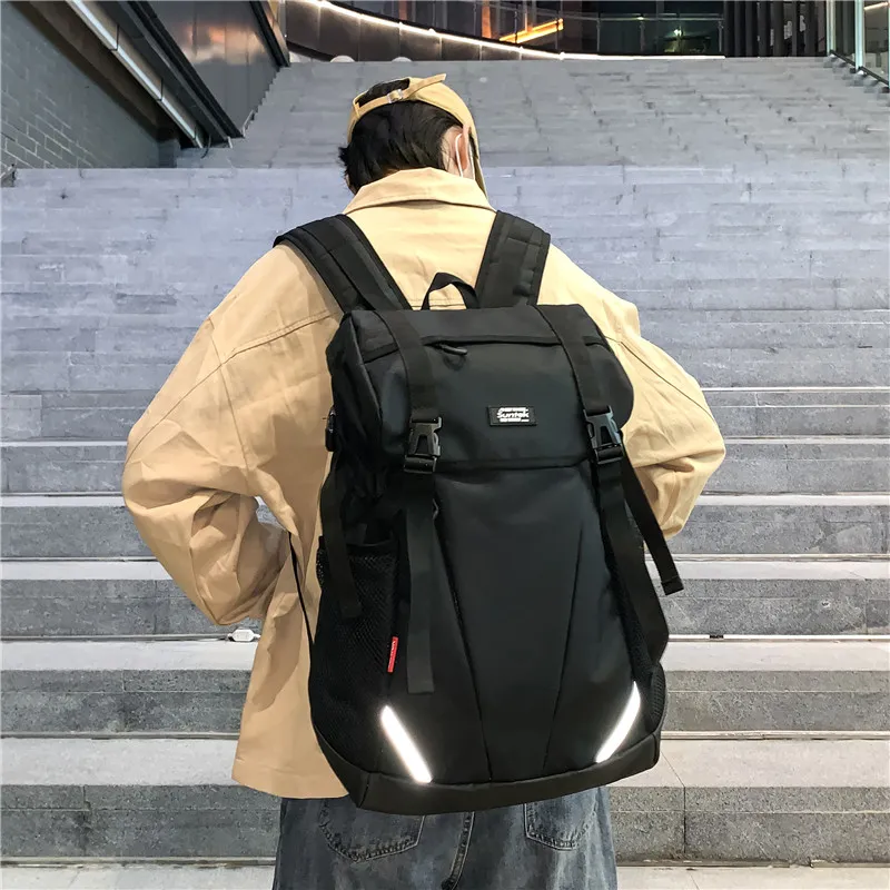 Yalu Nylon Backpack Laptop Bag Unisex Black/Gray-1