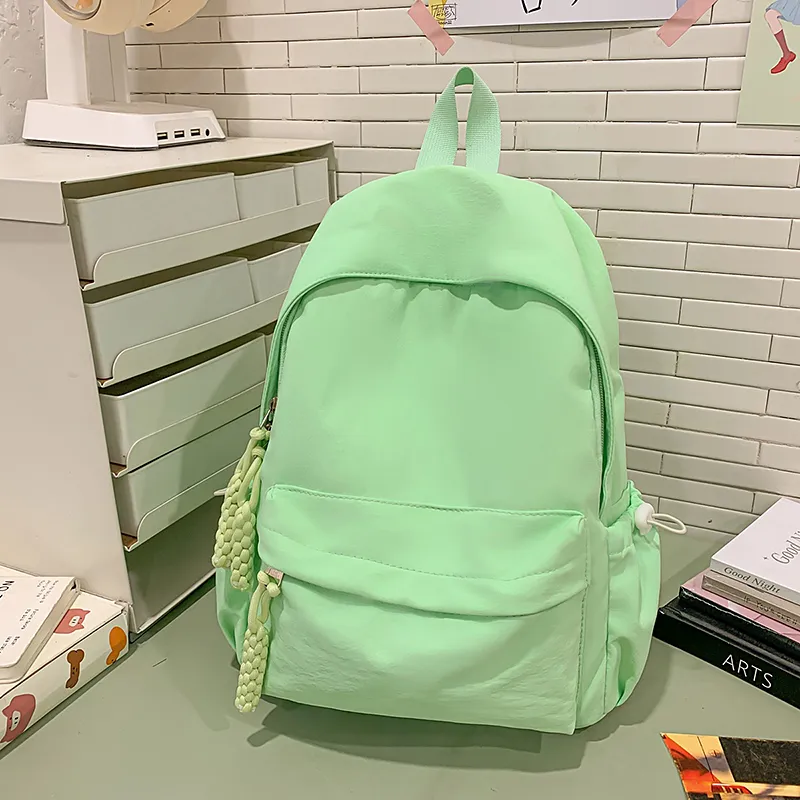 Yalu Nylon Backpack Unisex Black/Ecru/Green/Blue/Pink/Gray/Purple-11