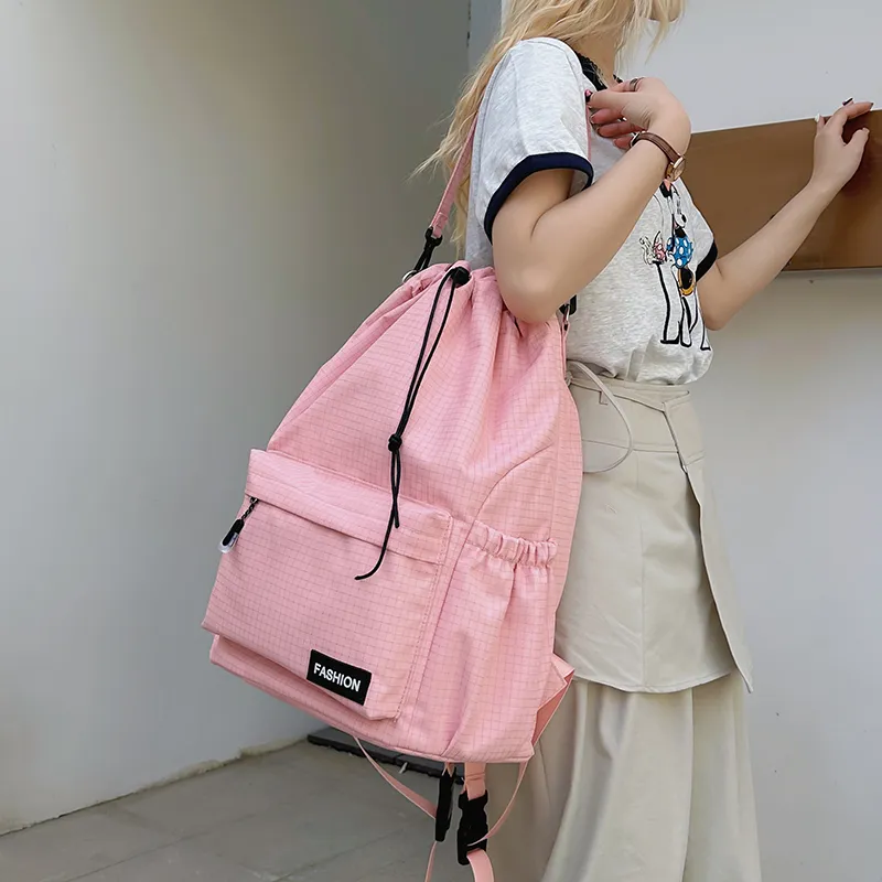 Yalu Nylon Backpack Regular Unisex Black/Pink/Yellow/Gray/Khaki/Sky Blue-7