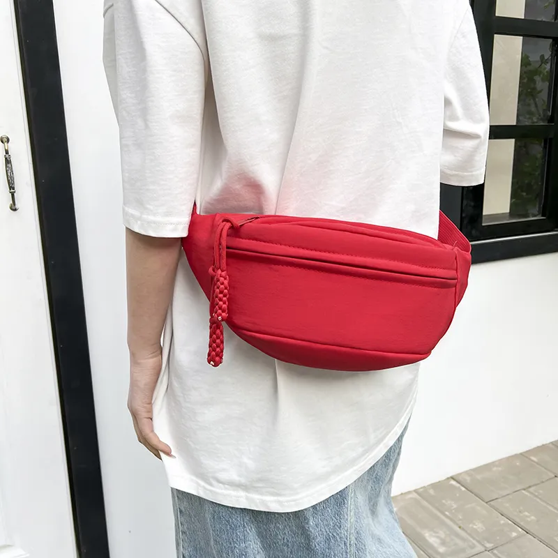 Yalu Nylon Sling Bag, Crossbody Bag, Fanny Pack Unisex Red/Black/White/Orange/Pink-4