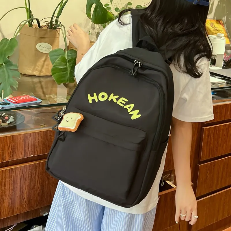 Yalu Nylon Backpack Unisex White/Black/Pink/Yellow-22
