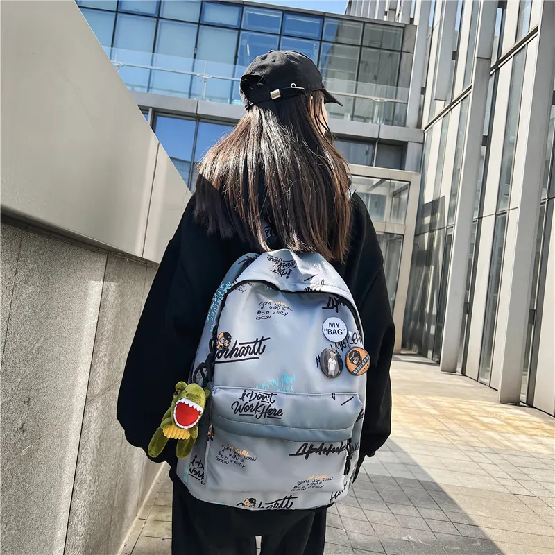 Yalu Nylon Backpack Unisex White/Gray/Khaki/Blue-6