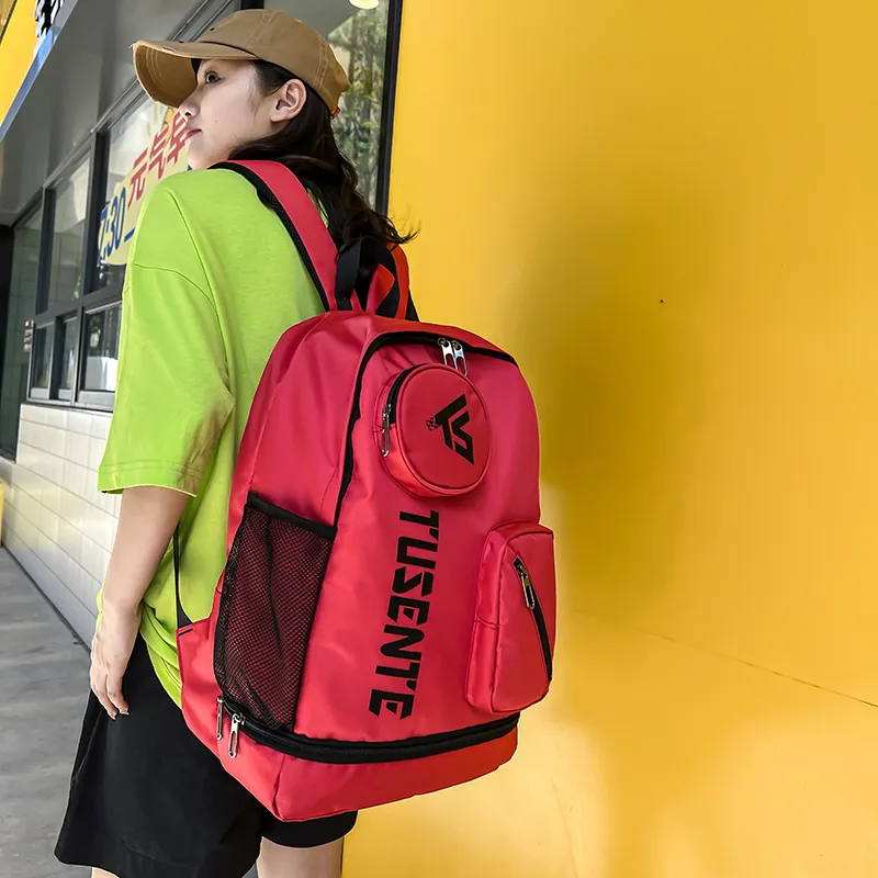 Yalu Nylon Backpack Regular Unisex Light Gray/Dark Gray/Black/Red-17