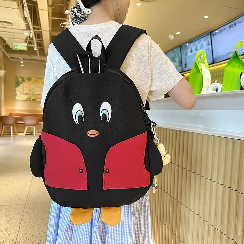Yalu Nylon Backpack Unisex Black/White/Yellow-3