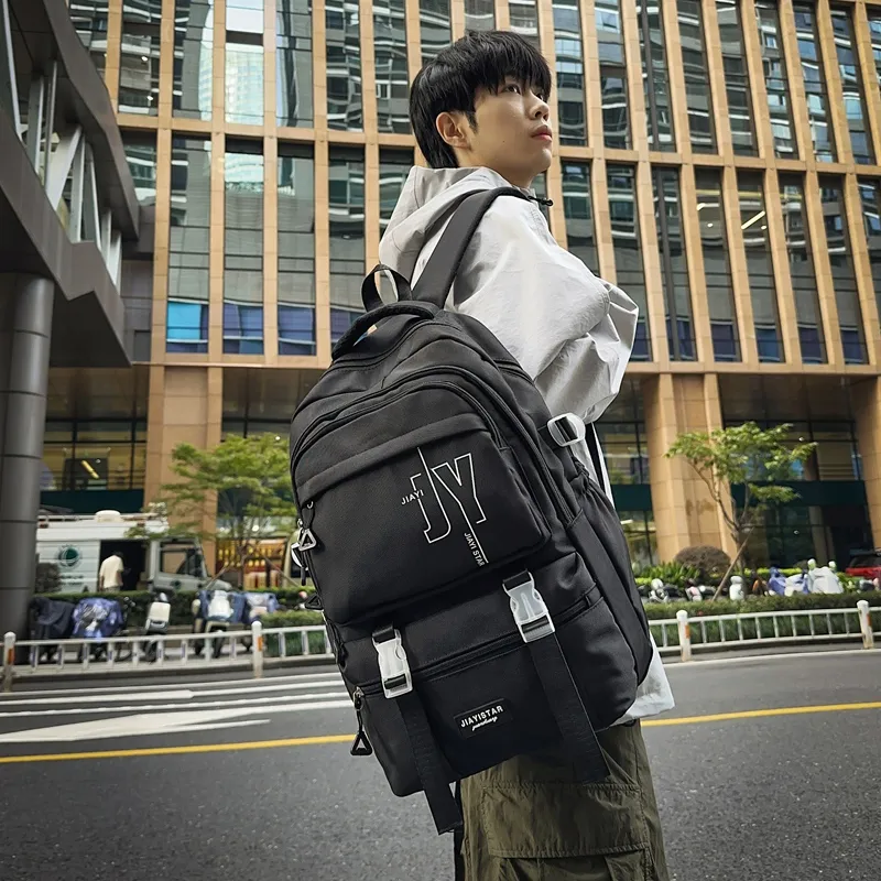 Yalu Nylon Backpack Unisex White/Gray/Black/Khaki/Blue-17