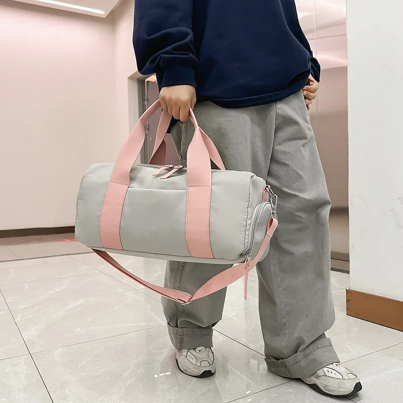 Yalu Nylon Fitness Sports Bag, One Shoulder Bag, Travel Bag Unisex Black/Gray/Pink/Black & Pink/Gray & Pink-20
