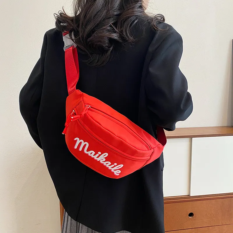 Yalu Nylon Sling Bag, Crossbody Bag, Fanny Pack Unisex White/Black/Red/Pink-17