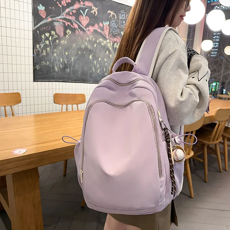 Yalu Nylon Backpack Regular Unisex White/Black/Purple/Green/Blue-12