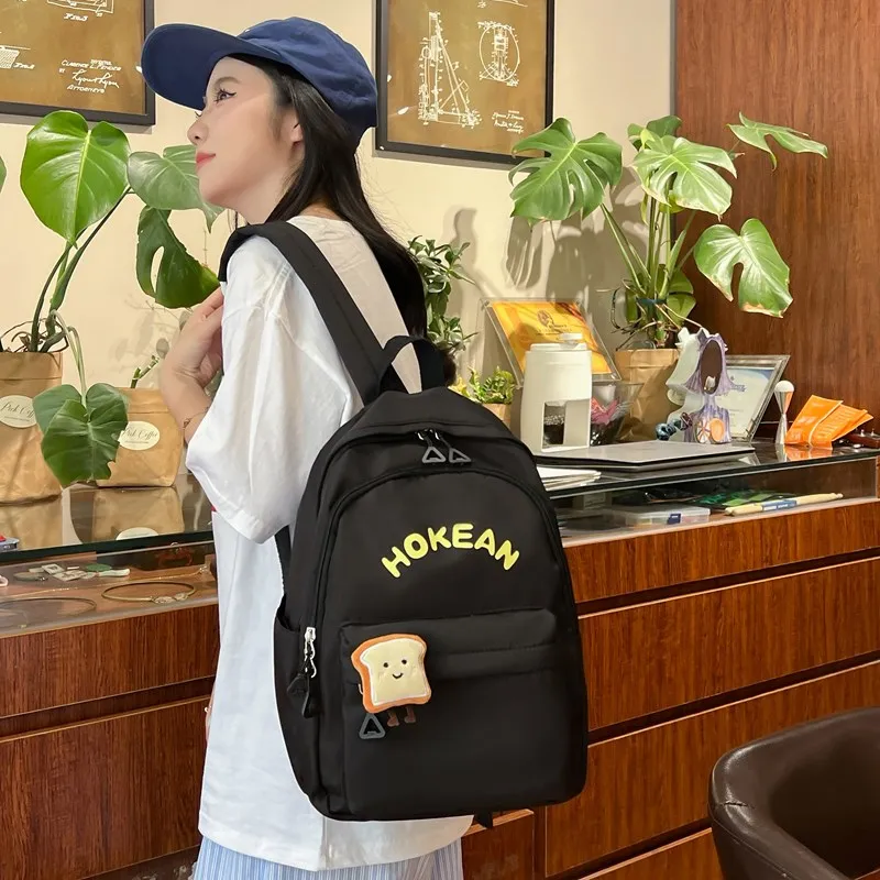 Yalu Nylon Backpack Unisex White/Black/Pink/Yellow-19