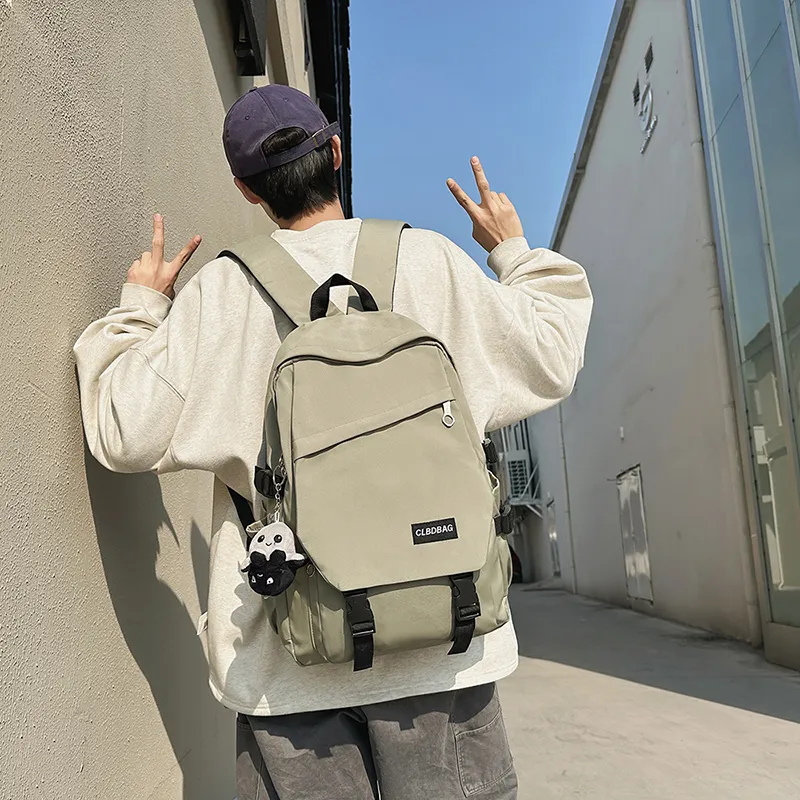 Yalu Nylon Backpack Unisex Gray/Black/Khaki/Green-20