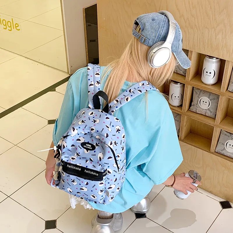 Yalu Nylon Backpack Regular Unisex White & Blue/Ecru/Khaki/Blue/Brown-17