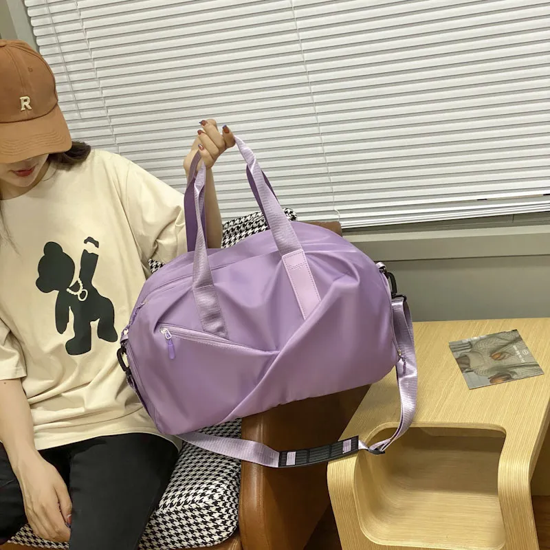Yalu Nylon Shoulder Bag, Travel Bag Unisex Black/Green/Pink/Purple-23