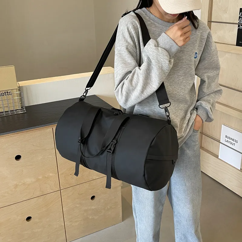 Yalu Nylon Travel Bag Unisex Black/white/dark Gray/light Gray-2
