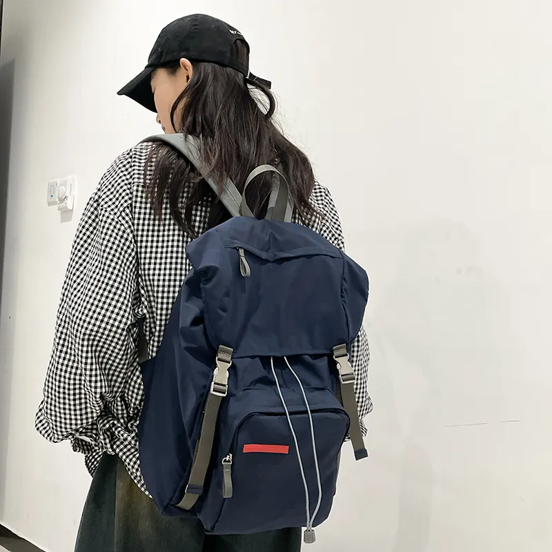 Yalu Nylon Backpack Unisex Black/Navy Blue-7