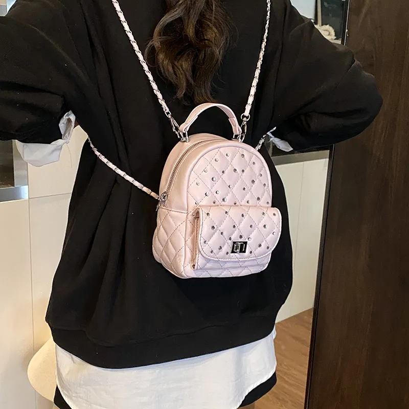 Yalu PU Backpack Women's White/Black/Yellow/Pink-5