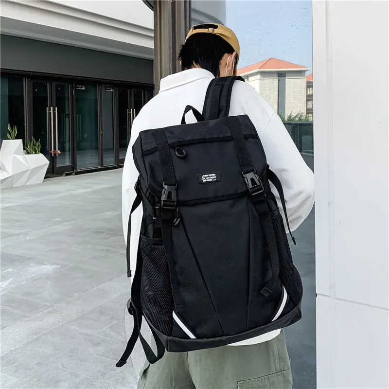 Yalu Nylon Backpack Laptop Bag Unisex Black/Gray-5