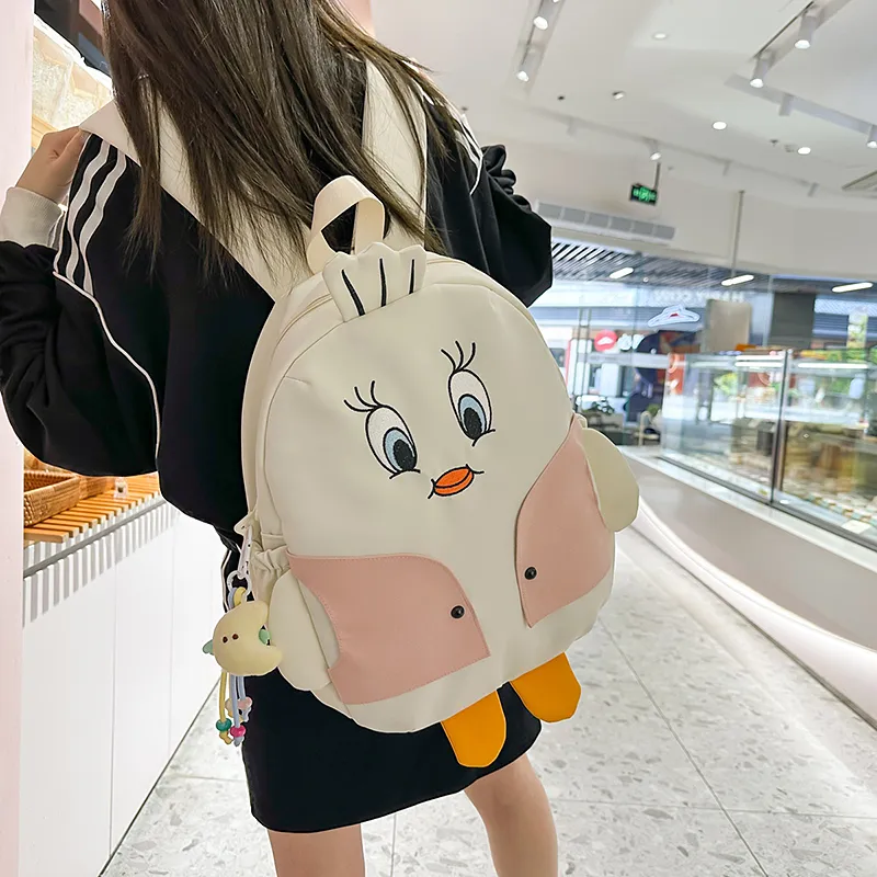 Yalu Nylon Backpack Unisex Black/White/Yellow-8