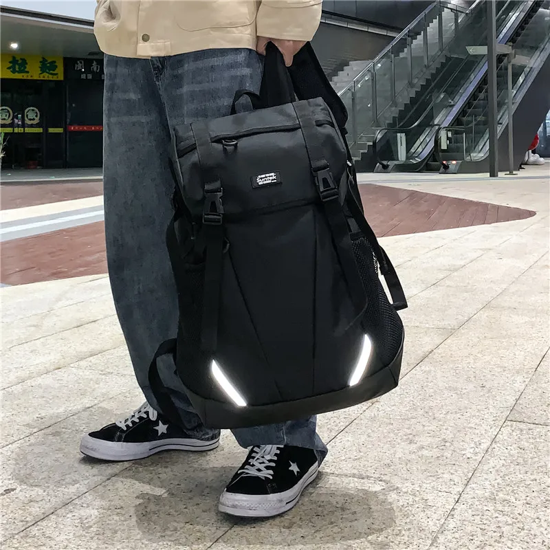 Yalu Nylon Backpack Laptop Bag Unisex Black/Gray-3