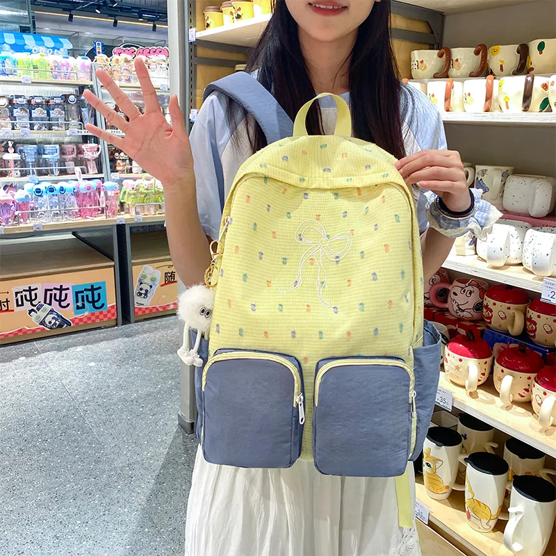 Yalu Nylon Backpack Unisex Yellow/Blue-1