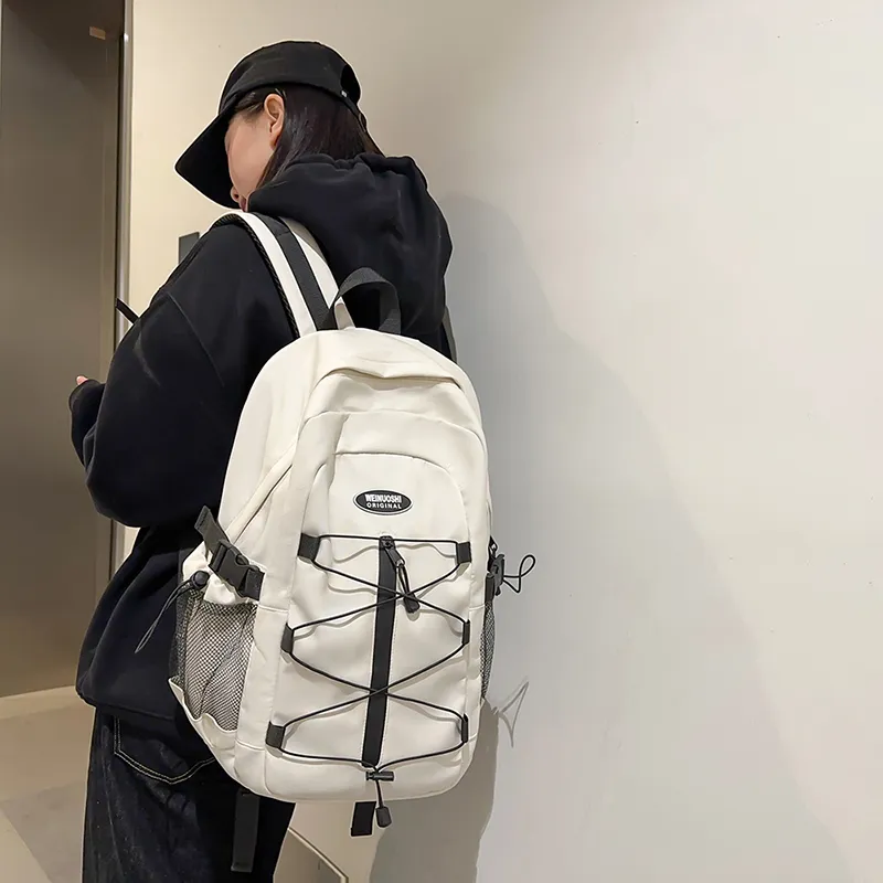 Yalu Nylon Backpack Unisex Black/White/Red/Blue-10