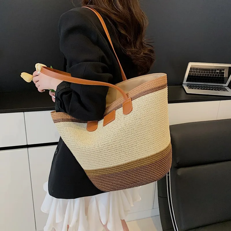 Yalu Straw Woven Shoulder Bag Women's Multicolor-10